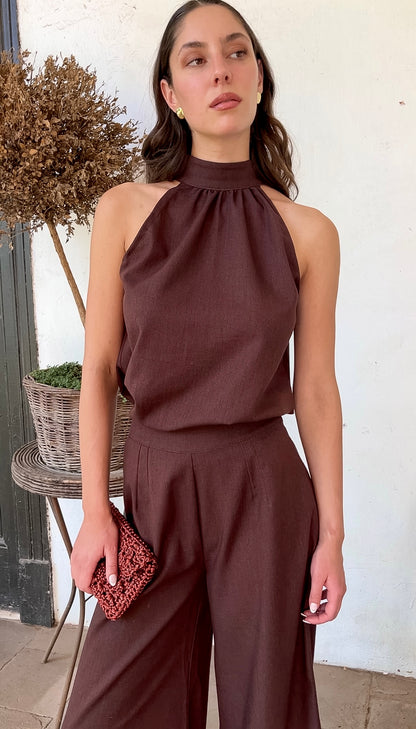 Top halter Nina -  café moro