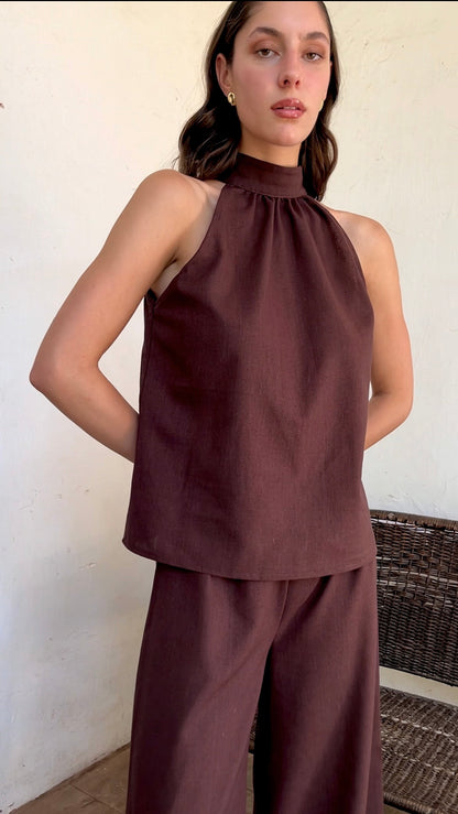 Top halter Nina -  café moro