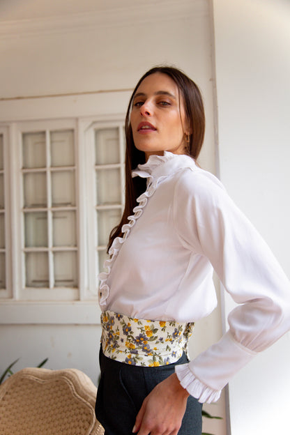 Fajín - Flores Amarillas y Gris